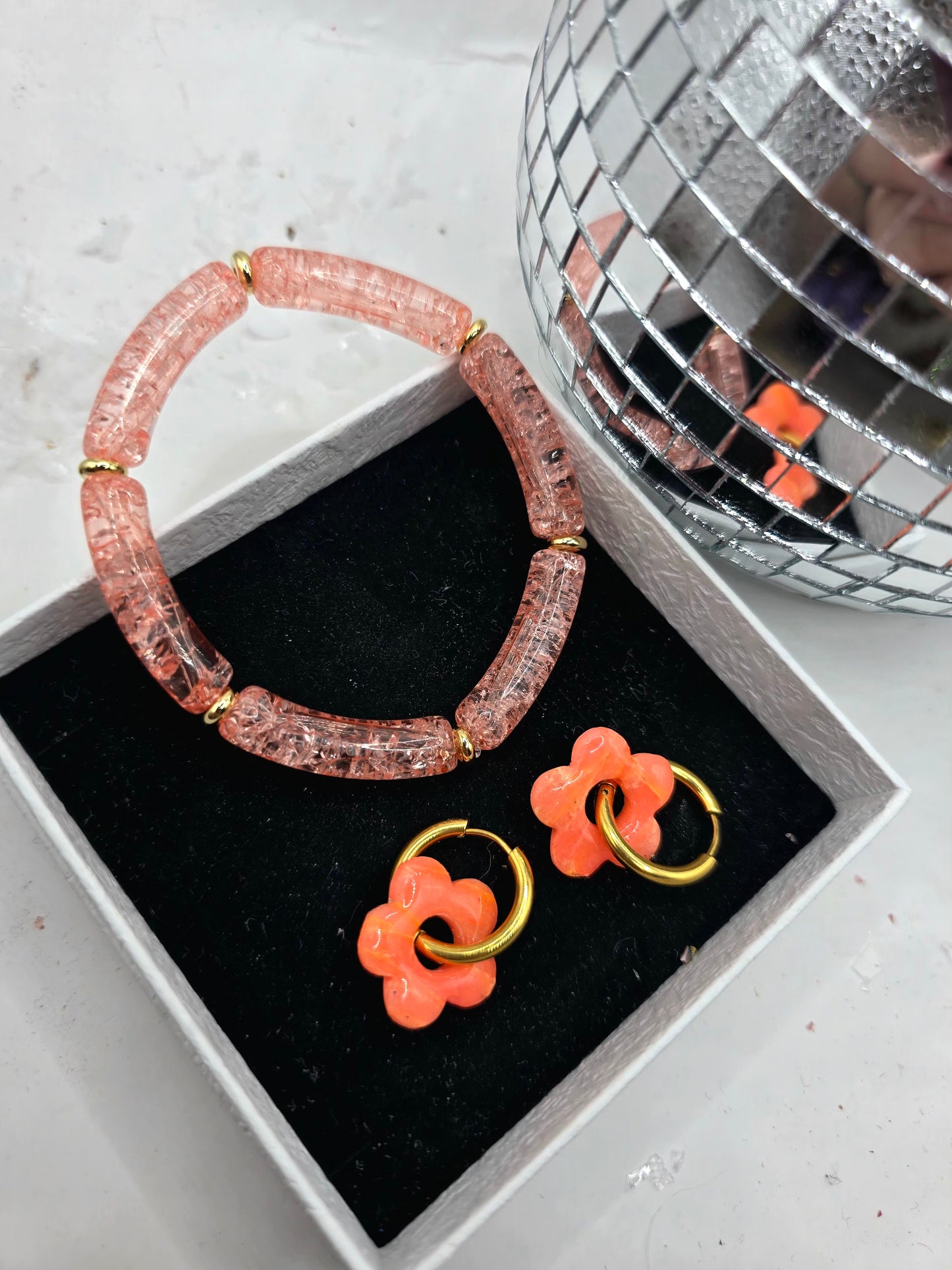 box Esme + pampilles assortie - corail