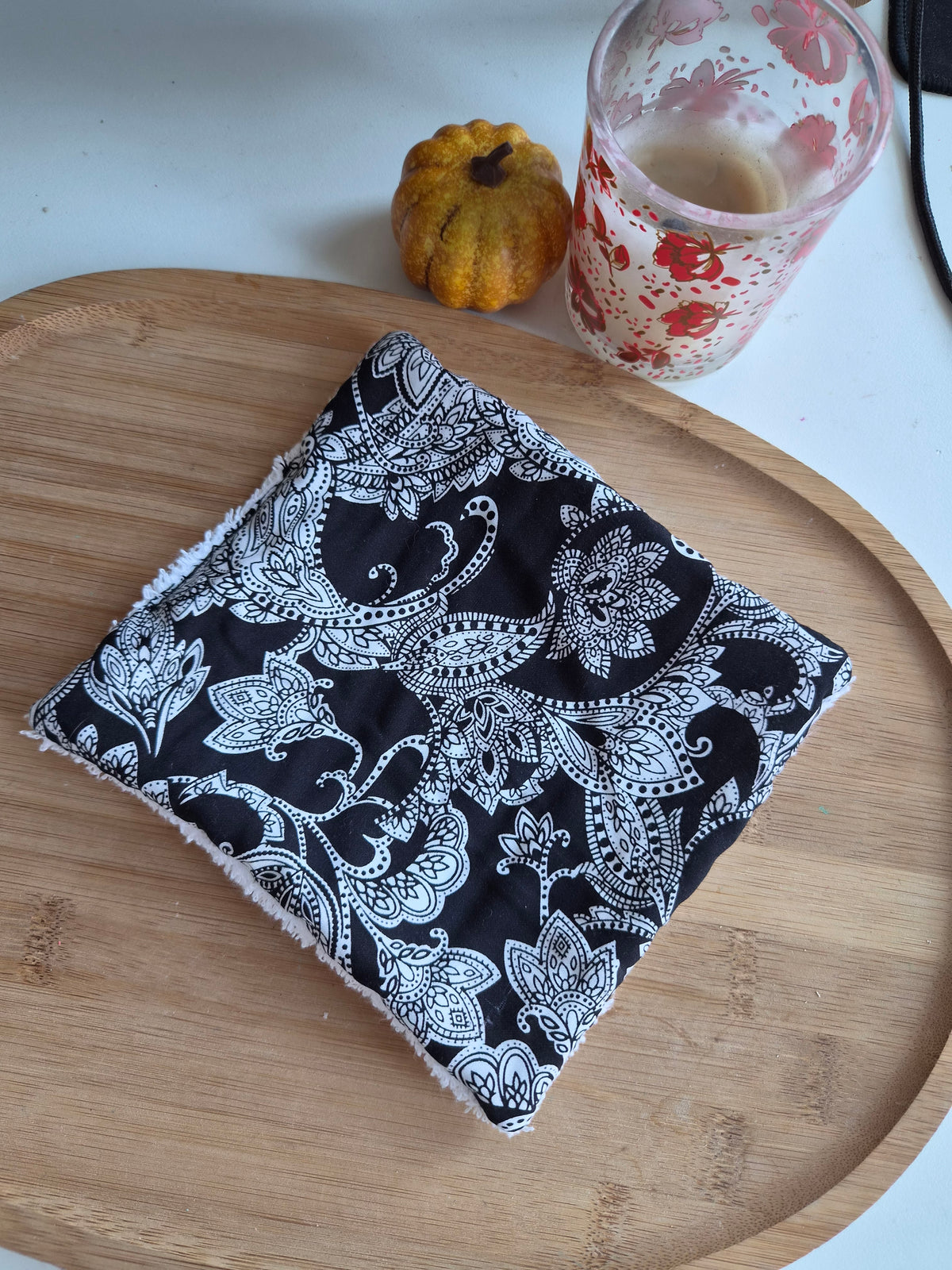 Cotons démaquillants (lot de 2) - noir motif blanc