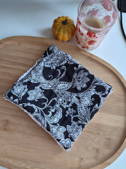 Cotons démaquillants (lot de 2) - noir motif blanc