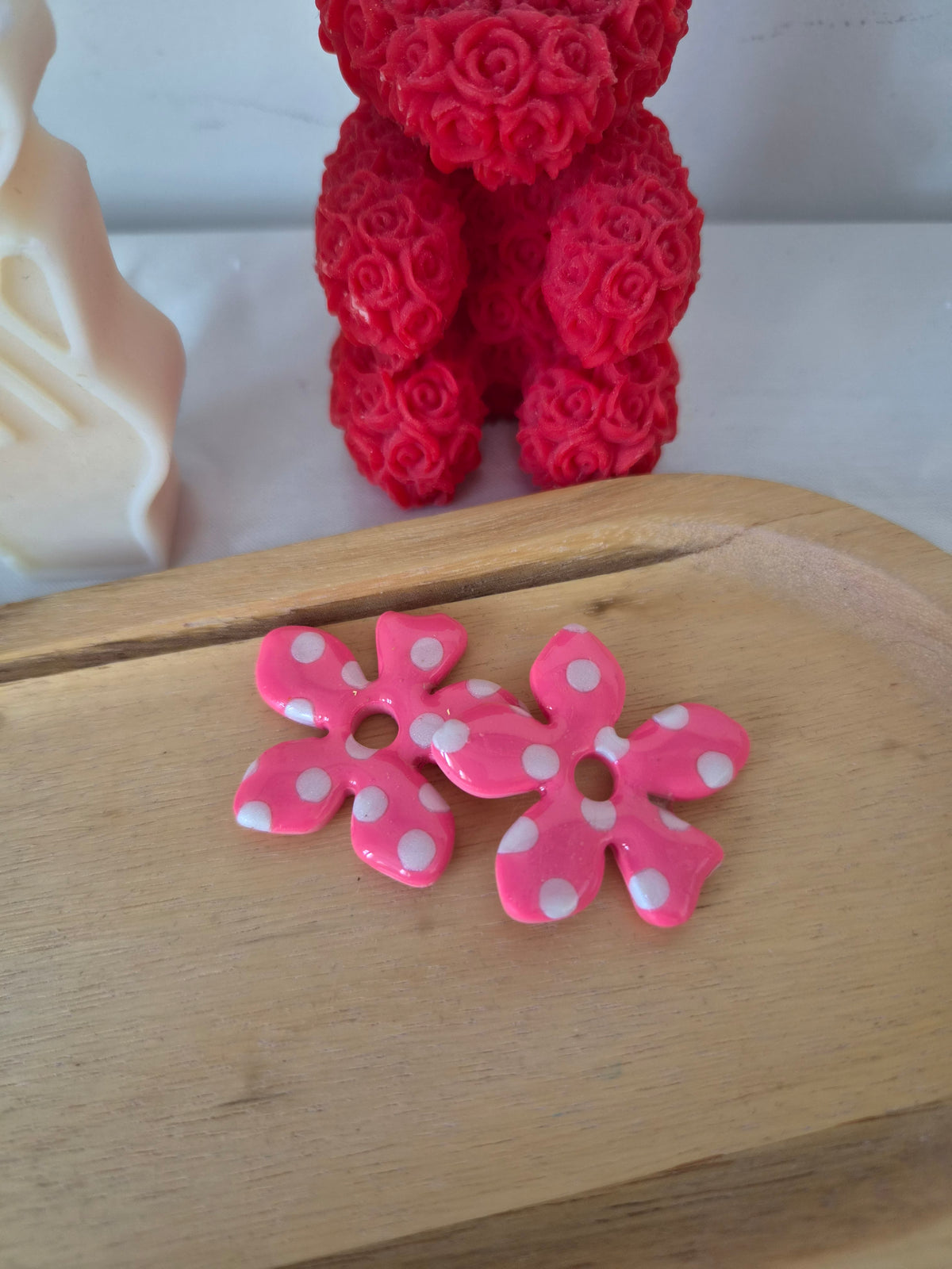 Maxi Olivia rose à pois blanc