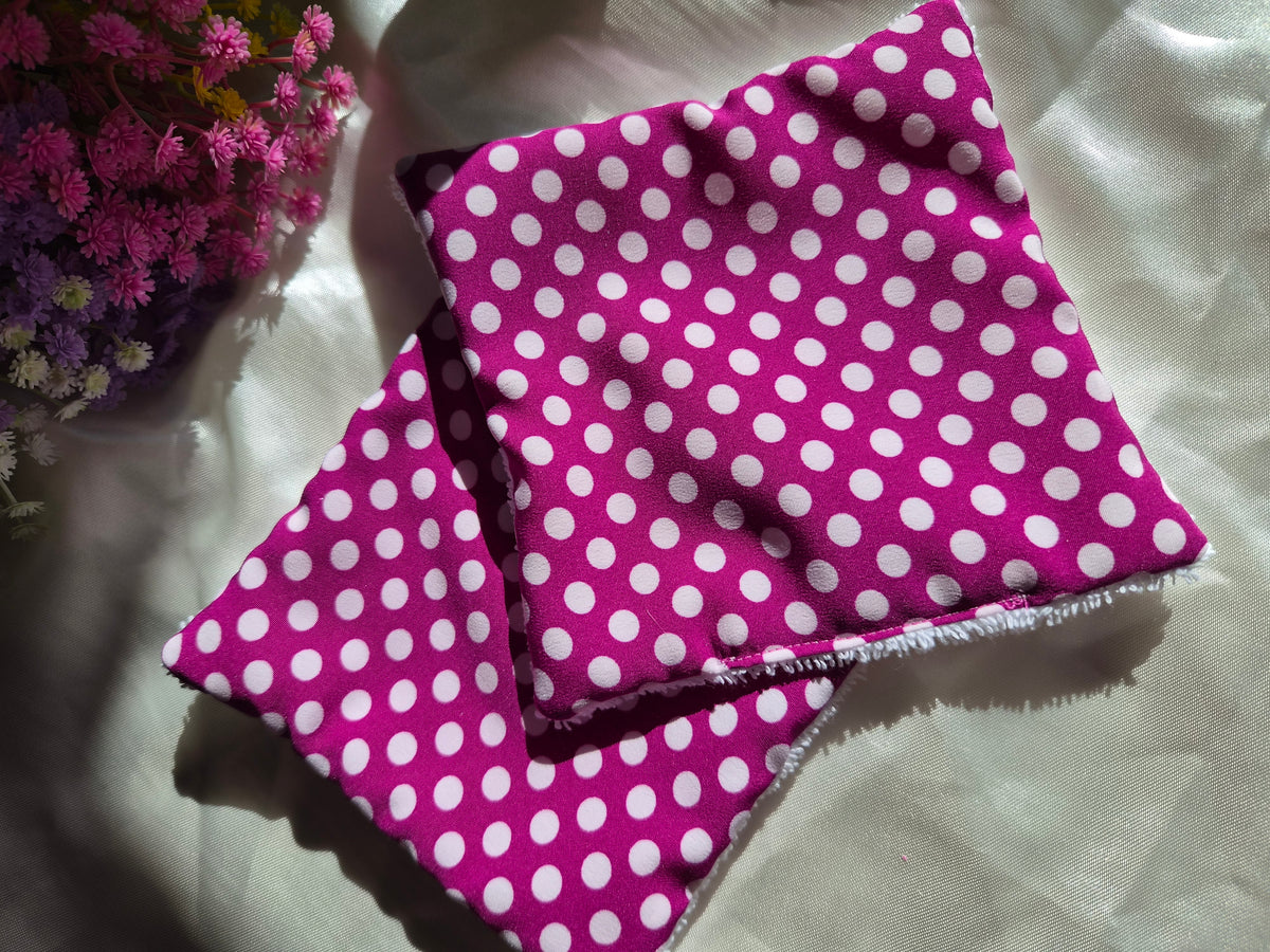 Cotons démaquillants (lot de 2) - violet à pois blanc