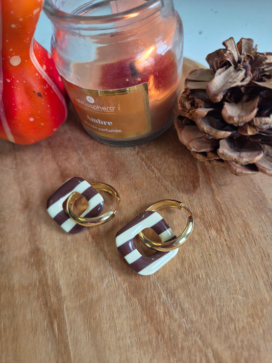Carré rayé vanille chocolat