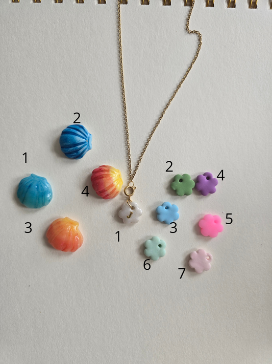 🌸Collier Coquillage + fleurs personnalisable 🌸