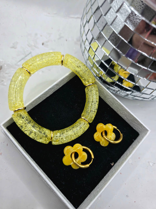 box Virginia + pampilles assortie - Jaune