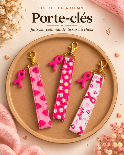 Porte-clé tissu - Octobre rose 🎀