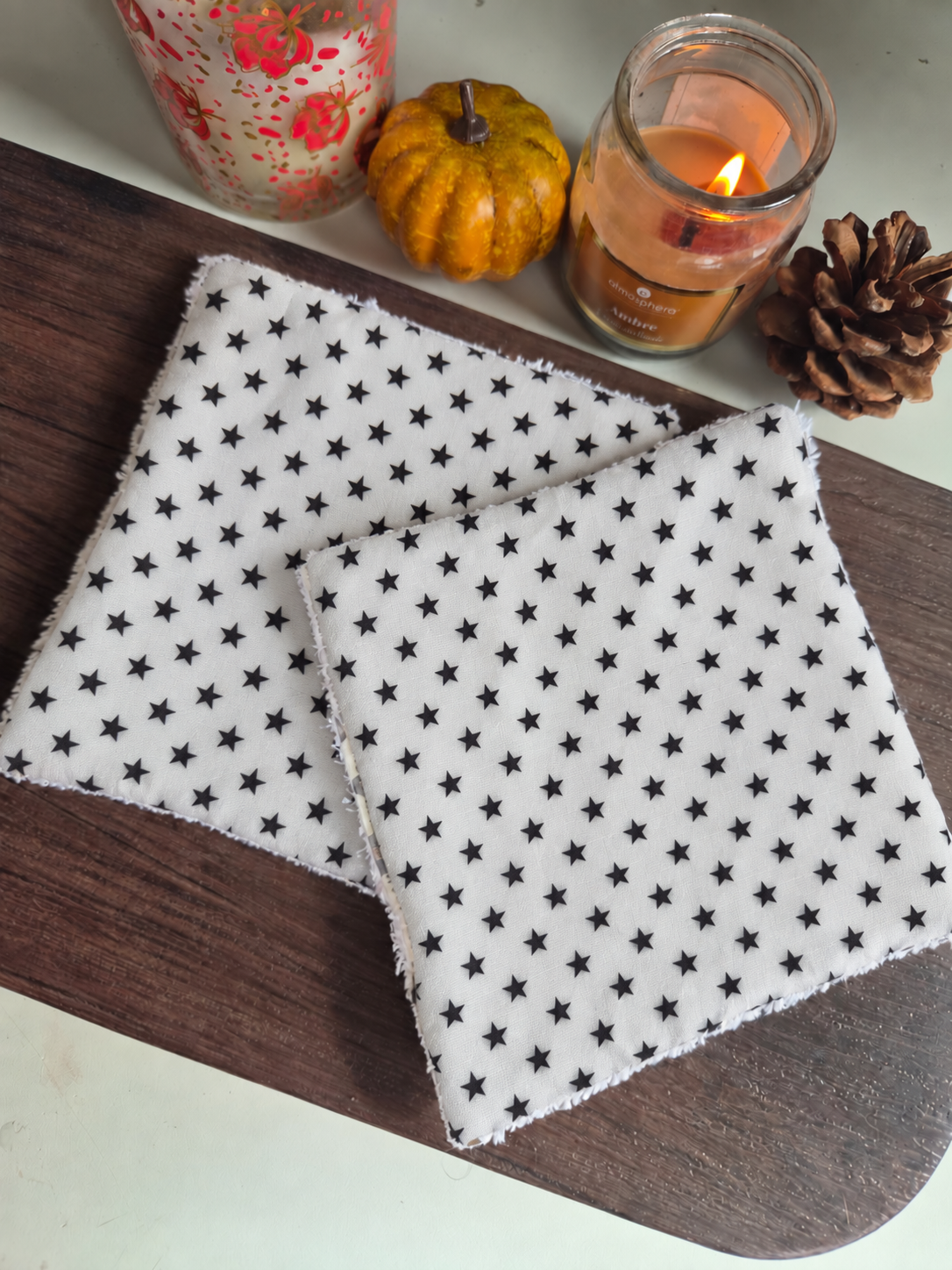Cotons démaquillants (lot de 2) - motif étoile noir