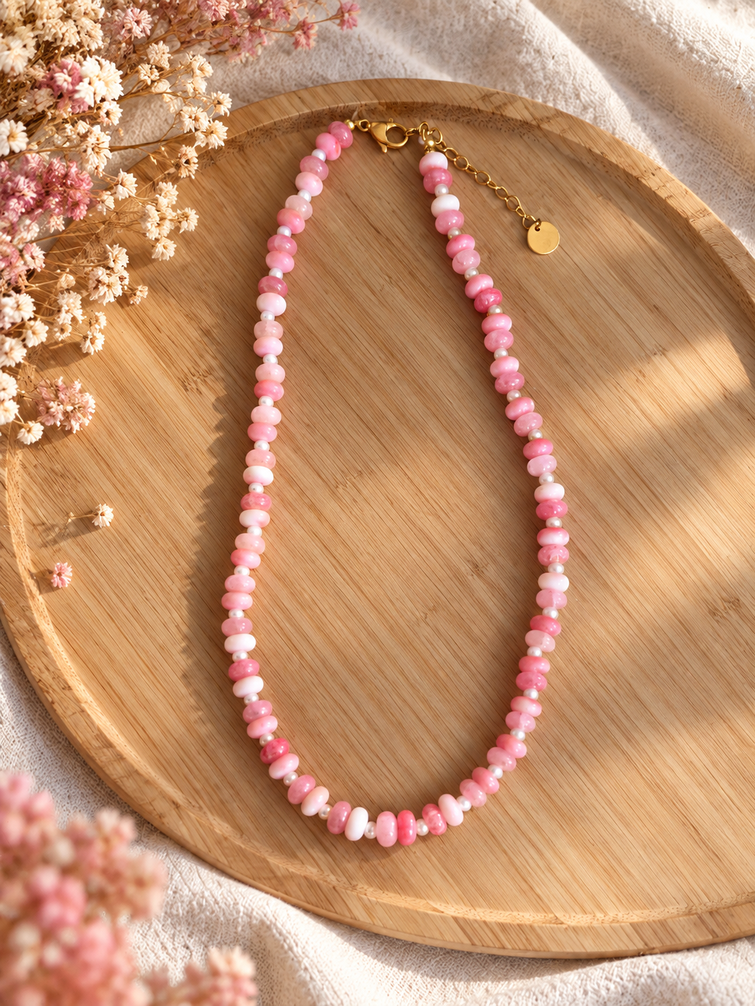Collier Agathe rose